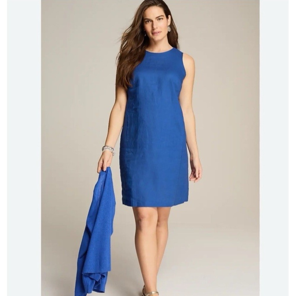 J. JILL Love Linen Sleeveless Tank‎ Shift Dress Petite Small Coastal Beach Vacay